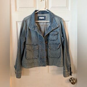 Women’s Made And Loved LOFT Brand Light Blue Jean Jacket with Pockets Size L